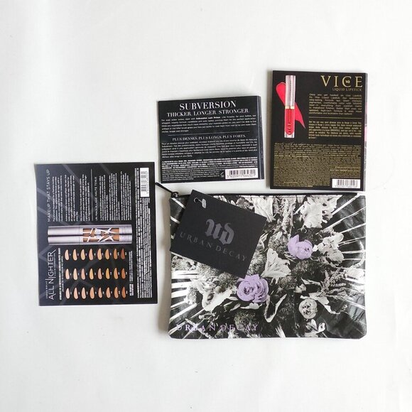 URBAN DECAY Cosmetic Bag with Samples Urban Decay Vice Lipstick All Nighter NEW - Picture 2 of 11